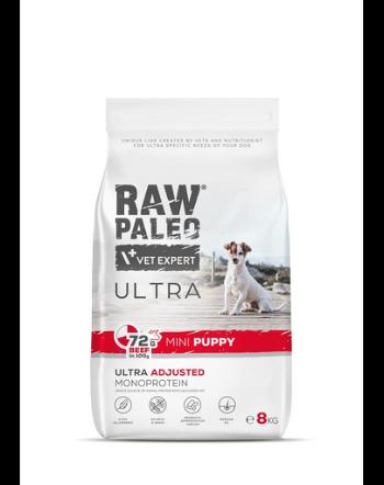 RAW PALEO Ultra Beef Mini Puppy 8kg Sac mancare pentru catei talie mica, cu vita