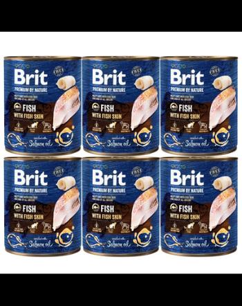 BRIT Premium by Nature Fish&amp;Fish Skin 6x800 g alimente umede caini, peste si piele de peste