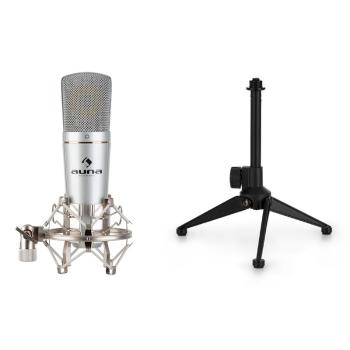 Auna MIC-920, USB set microfon V1, microfon cu condensator și suport pentru microfon, argintiu