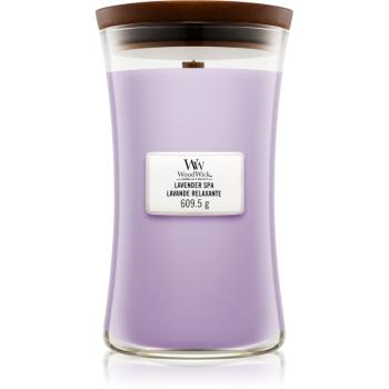 Woodwick Lavender Spa lumânare parfumată  cu fitil din lemn 609.5 g