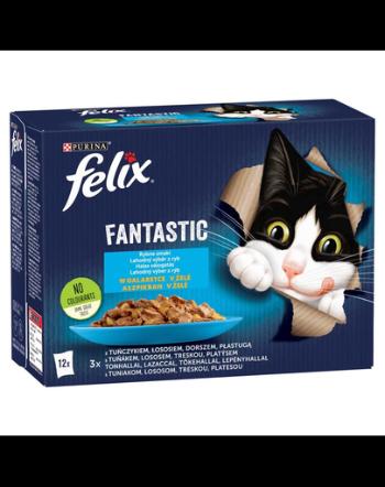 FELIX FANTASTIC Hrana umeda cu peste in jeleu pentru pisici adulte 72x85g