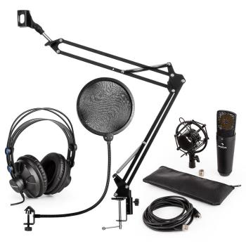 Auna MIC-900B, set de microfon USB, kit de microfon condensator V4 + braț de microfon, filtru pop
