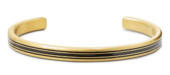 Rebel&Rose Brățară deschisă din oțel Bangle Brushed Gold Lines RR-MB011-G 19 cm - L