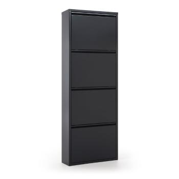 Suport de pantofi din metal cu 4 uși verticale Kave Home Rox, negru