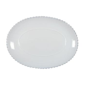 Platou oval din gresie ceramică Costa Nova Pearl, 30 cm, alb