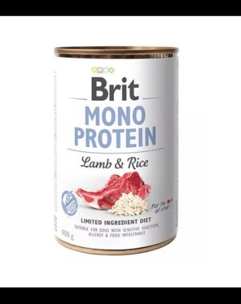 BRIT Mono Protein Lamb &amp; Rice 400 g Conserva caine, cu miel si orez