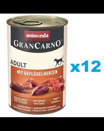 ANIMONDA Gran Carno Adult with Poultry hearts 12x400 g Conserve pentru caine, cu inimi de pasare