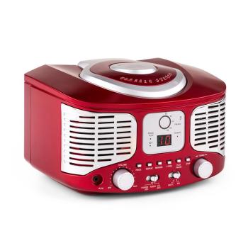 Auna RCD320, CD player retro, FM, AUX, roșu