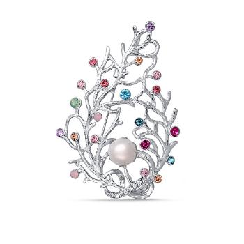 JwL Luxury Pearls Broșă de lux 2v1 cu perle dreapta și cristale colorate JL0389