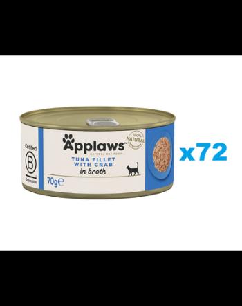 APPLAWS Cat Adult Tuna with Crab in Broth Conserve pentru pisici, cu ton si crab in sos 72x70 g