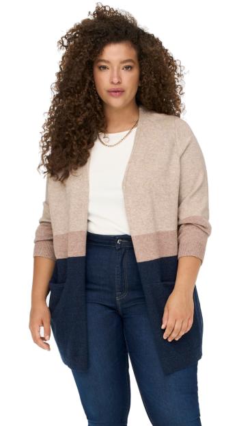 ONLY CARMAKOMA Cardigan pentru femei CARSTONE 15247297 Mocha Meringue W. MELANGE/BROWNIE MELANGE/MARITIME BLUE MELANGE 5XL/6XL