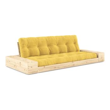 Canapea galbenă extensibilă cu tapițerie din catifea reiată  244 cm Base – Karup Design