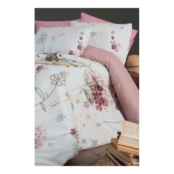 Lenjerie de pat albă/roz pentru pat de o persoană/canapea extinsă cu cearceaf inclus/cu 3 piese 160x220 cm Floral – Mila Home