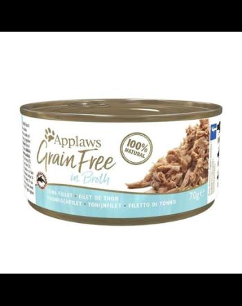 APPLAWS Cat Tin Grain Free Tuna in Broth hrana umeda pisici adulte, cu ton 72x70g