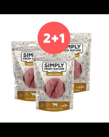 SIMPLY FROM NATURE Meat Strips vita si nigella snack pentru caini 2 x 80g + 80g GRATIS