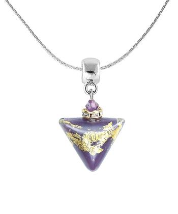 Lampglas Colier impresionant Purple Triangle cu aur de 24 de carate în perla Lampglas NTA10