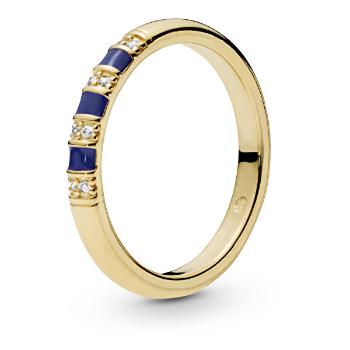 Pandora Inel placat cu aur cu cristale si dungi albastre 168052CZ 54 mm