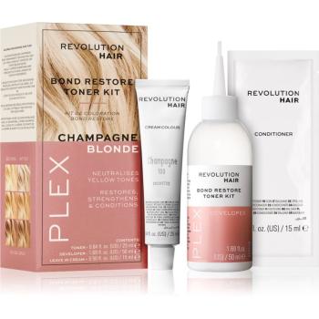 Revolution Haircare Plex Bond Restore Kit set pentru a evidentia culoarea parului culoare Sparkling Wine Blonde