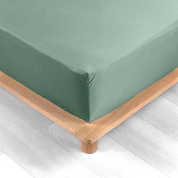 Cearceaf verde din bumbac percal cu elastic 140x190 cm Percaline – douceur d'intérieur