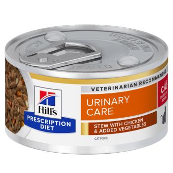 HILL'S Prescription Diet c/d Urinary Care Multicare Stress, Pui cu Legume, dietă veterinară pisici, conservă hrană umedă, sistem urinar, sistem nervos & calmante, (în sos), 82g