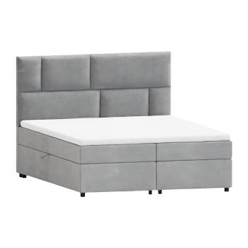 Pat boxspring gri deschis cu spațiu de depozitare 200x200 cm Lola – Ropez