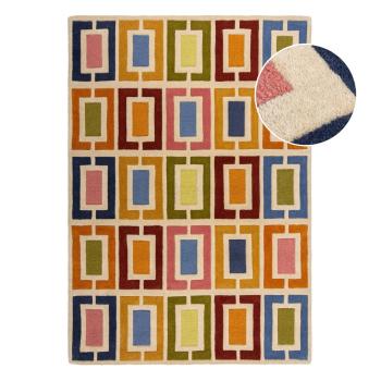 Covor țesut manual din lână 80x150 cm Retro Blocks – Flair Rugs