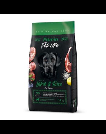 FITMIN dog For Life Lamb &amp; Rice 12 kg hrana caini adulti, miel si orez