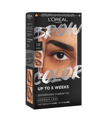 L´Oréal Paris Vopsea semi-permanentă pentru sprâncene Brow Color (Semi-Permanent Eyebrow Tint) 1.0 Black