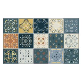 Set 15 autocolante de perete Ambiance Tiles Azulejos Rio Cuarto, 15 x 15 cm