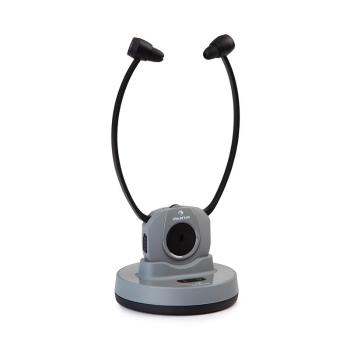 Auna Stereoskop, căști wireless cu design de stetoscop, design in-ear, 20 m, 2,4 GHz, TV / HiFi / CD / MP3, baterie, gri 