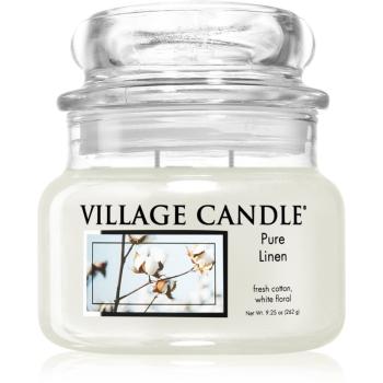 Village Candle Pure Linen lumânare parfumată  (Glass Lid) 262 g