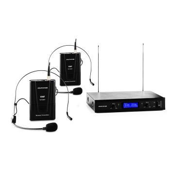 Auna Pro VHF 400 Duo 2 2 canale VHF microfon fără fir set receptor 1x + 2x microfoane - casca
