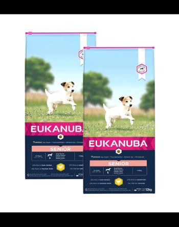 EUKANUBA Caring Senior Small Breed hrana uscata caini seniori talie mica, bogat in pui si curcan 30 kg (2x15kg)