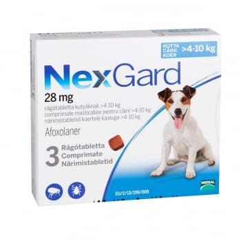 NEXGARD, comprimate masticabile antiparazitare, câini 4-10kg, 3 comprimate