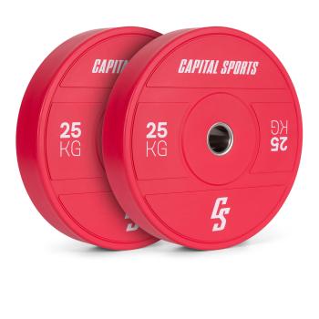 Capital Sports Nipton 2021, disc de greutate, bumper plate, 2 x 25 kg, Ø 54 mm, cauciuc dur