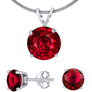 Silvego Set bijuterii din argint cu cristale roșii JJJS7RR1 (cercei, pandantiv)