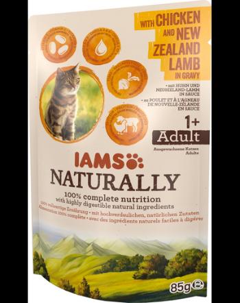 IAMS Naturally - Hrană umedă pentru pisici - pui și miel de Noua Zeelandă - 85 g