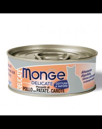 MONGE Delicate Cat hrana umeda pentru pisici, cu pui, cartofi si morcovi 80g