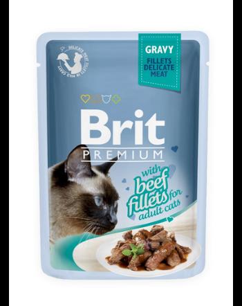 BRIT Premium Cat Fillets in Gravy hrana cu vita 24x85 g pentru pisici, in supa