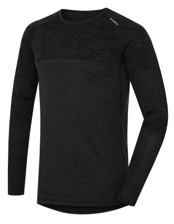Pentru bărbați Husky merinos tricou termic mânecă lungă Negru