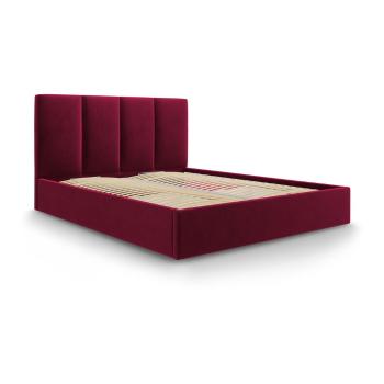 Pat dublu cu tapițerie din catifea Mazzini Beds Juniper 140 x 200 cm, roșu burgundy