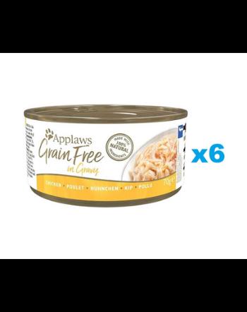 APPLAWS Cat Adult Grain Free in Gravy Chicken Breast Conserva pisica, cu pui in sos 6x70 g