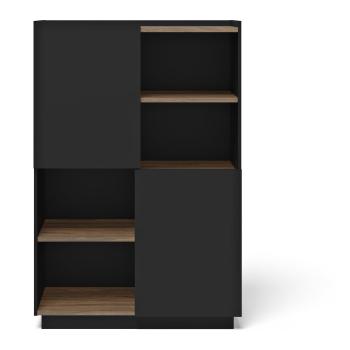 Bibliotecă negru-maro cu aspect de lemn de nuc 180x83 cm Nina – TemaHome