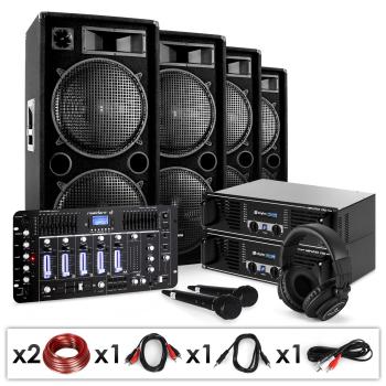 Electronic-Star Set DJ PA „Bass First Pro Bluetooth”, 2 x amplificator, 4 x boxe, mixer, 4000 W