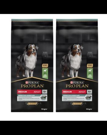 PURINA PRO PLAN Medium Adult Sensitive Digestion hrana uscata caini adulti de talie medie, cu miel 28 kg (2 x 14 kg)