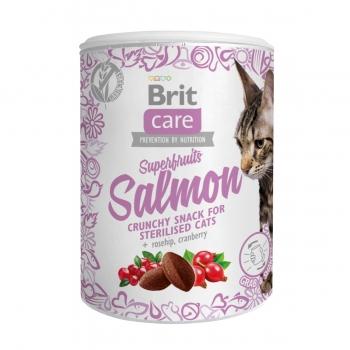 BRIT Care Snack Superfruits, Somon și Măceșe, recompense fără cereale pisici, 100g