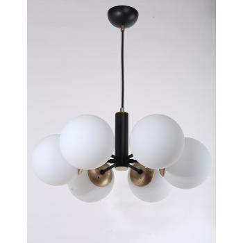 Lustră neagră cu abajur din sticlă ø 56 cm Daisy – Squid Lighting