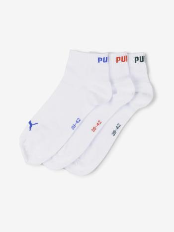 Puma Quarter Plain Set de 3 perechi de șosete Alb