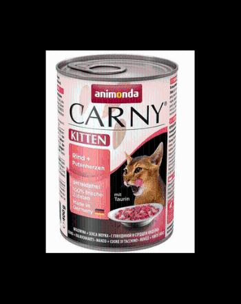 ANIMONDA Carny Kitten Hrana umeda cu vita si inimi curcan pentru pisici adulte 6 x 400 g