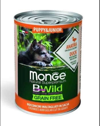 MONGE BWild GrainFree Puppy hrană umedă pentru cățeluși, cu rață 400 g